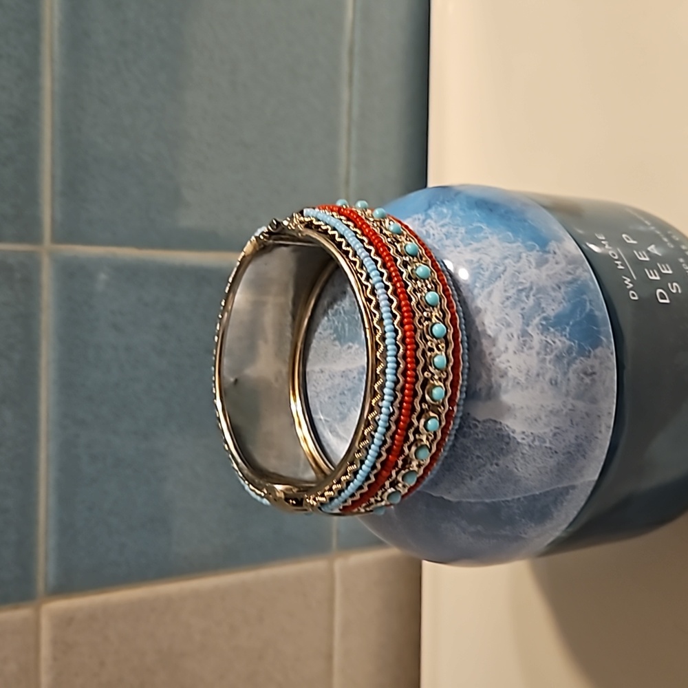 Very cool beaded metal cuff bracelet